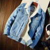 Men's Jackets Men Winter Autumn Denim Inner Fleece Thicken Jeans Coat Turndown Velvet Mens Fur Parkas 230130