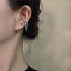Backs Earrings Fashion Blue Zircon Sapphire Tassel Ear Cuff No Piercing Earring Trendy Girls Personality Clip For Women Jewelry