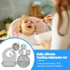 Flatware sets 9-stcs/set baby siliconen servies set voedingsgerechten bpa gratis kom bibben lepels lepel vork kinderen niet-slip serviesgoed