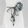 Cintos casuais chiffon selvagens grandes damas de flores finas cinturão doce decoração de tranças