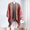 Scarves 2023 Women Autumn Winter Knitted Scarf Ethnic Travel Warm Shawl Wraps Luxury Colorful Blanket Tassle Cape Pashmina For Ladies