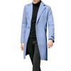 남성용 트렌치 코트 남성용 슈퍼 패션 모직 CMEN의 영국 스타일의 단색 롱 코트 세련된 따뜻한 양모
