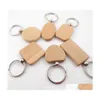 Party Favor Key Chains Diy Metal Wooden Keychain Chain Round Rec Heart Shape Blank Wood Keys Rings Partys Creative Gifts Accessories Dhuvu