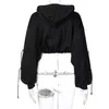 Felpe con cappuccio da donna Felpe con cappuccio JIAK Y2K Streetwear Felpa con cappuccio Goth Fashion Crop Top Manica lunga 2023 Abbigliamento autunno inverno Womem Oversize Gothic Sw