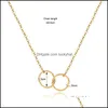 Pendentif Colliers Casual Double Cercle Designer Collier Sier Chaîne En Or Femmes Initial Eternity Interlocking Hoop Infinity Déclaration Dhb3W