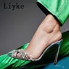 2023 Autumn Women Pumps Crystal Rhinestone PVC Transparent Point To Stripper High Heels Ladies Wedding Bankettskor 0129