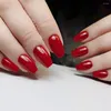 False Nails 24Pcs Glossy Wine Red Press On Artificial Short Ballerina Coffin Fake Nail DIY Lady Full Cover Tip Manicure Tool