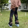 Men's Jeans Cowboy Street American Style Stick Cloth Embroidery Men's And Women's Tide Loose Straight Leg Pants High