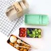 Din sets sets 900 ml 3 lagen lunchbox Bento Container Eco-vriendelijke tarwestro-materiaal Microwavable Lunchbox 2023