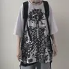 Kadın Tshirt Qweek Gotik Harajuku Kafatası Tshirt Kore Moda Büyük Boy Kısa Kollu Gömlek Mall Goth Üstler Grunge Alt Kpop Giysileri 230206