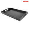 Plates Serving Tray Large Black Wood Rectangle Butler Breakfast Trays With Handles Easy To Grip KIMA88