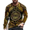 T-shirts voor heren vintage print T-shirt 3D-klok shirt klok lange mouw casual o- nek 5xl katoenen shirt oversized tops tee shirt man kleding 230130