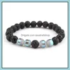 Pärlsträngar svarta lava rock pärlor 8mm chakra healing nce armband reiki bön sten yoga droppleverans smycken armband dhwvb