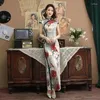 Ubranie etniczne Summer Chin Chinese's Tradycyjna niebieska niebieska sukienka Cheongsam Flower Commuter Długi elegancki kostium Koronkowy Nowoczesny Qipao