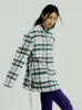 Wool Blends Eam Lose Fit Light Purple Plaid Woolen Woolen Płaszcz Paras Paras Długie rękawy Kobiety Moda jesienna zima 2023 1DF4227 230114