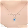 Pendant Necklaces Fashion Exquisite Sier Heart Ocean Sea Blue Diamond Clavicle Chain Girls Birthday Gift Necklace Drop Delivery Jewe Dhj4A