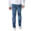 Mäns jeans 2023 Autumn Wash Distress Retro High Stretch Slim Fit Men's Casual Leggings Trendy Pencil Pants for Men