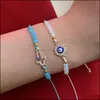 Link Chain Classic Evil Turkish Eye Link Armband f￶r kvinnor Luxur AAA Cubic Zircon CZ Hamsa Hand Charm Trend Female Party Jewelry DHGJB