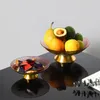 Assiettes de style européen Base en métal verre assiette de fruits ornements lumière luxe plateau de maison bonbons séchés décor