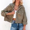 Damenjacken 2023 Herbst Winter Street Kordelzug Kapuzenjacke Stil Wild Langarm Kurzmantel Vintage Lose Denim Frauen