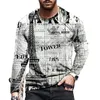 T-shirts voor heren vintage print T-shirt 3D-klok shirt klok lange mouw casual o- nek 5xl katoenen shirt oversized tops tee shirt man kleding 230130