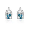 Backs Earrings GEM'S BALLET 925 Sterling Silver Gemstone 1.6Ct Natural London Blue Topaz Clip Birthstone For Women Jewelry