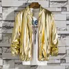 Kurtki męskie sukienki sceniczne Glitter Gold i Srebrne Streetwear Hip Hop Coats 230130