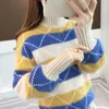 Pulls pour femmes 2023 Femmes Géométrique Rouge Pull Tricoté Casual Diamant Dame Pull Femme Automne Hiver Rétro Jumper Y90