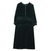 Casual Dresses Solid Black Woman Velvet Dress Winter Stand Collar Ladies Aline Thick Slim Knee Dres Office Lady 230130