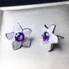 Stud Earrings Per Jewelry Natural Real Amethyst Flower Style Earring 925 Sterling Silver 0.4ct 2pcs Gemstone T8100101