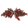 Decorative Flowers Christmas Swag Door Lintel Decoration Red Berries Plaid Bow Wreath Garland For Home Wedding Party Decor