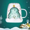 Cups Saucers Christmas Cup Transparent Double Anti-Scalding Glass Tree Star Coffee Milk Juice Children's Gift