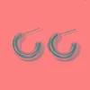 Hoop Earrings Fashion European American Light Luxury Senior Temperament Simple Titanium Steel C-shaped Hollow Women's Jewelry