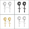 Dangle Chandelier Femmes Hommes Boucles d'oreilles en acier inoxydable Noir / Argent Couleur Croix Gothique Punk Rock Style Pendientes Mujer Moda Drop Del Dhks2