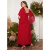 Plus Size Dresses Red Dress Wedding Luxury V Neck 4xl 5xl Women Summer Mid Length Ruffle Maxi