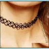 Chokers Stretch Tattoo Choker Necklace Gothic Punk Grunge Henna Elastic 12 Colors For Fashion Women 154 O2 Drop Delivery Jewelry Nec Dh0Bd