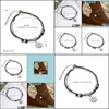 Anklets Vintage Mtiple Layers For Women Black Sun Pendant Charms Rope Chain Beach Summer Foot Ankle Bracelet Jewelry Drop Delivery Dh9Ra