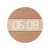 Wall Clocks Wooden LED Digital Clock Automatic Light-sensitive 12/24 Hour Mounted Watch For Home Living Room Decoration