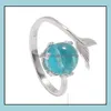 Band Rings Mermaid Foam Ring Hand Jewelry Female Temperament Versatile Simple Personality Fishtail Drop Delivery Dh9Ek