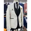 Erkek Suit Blazers Cenne Des Graoom Düğün Resmi Takımları Erkekler Fildişi Paisley Blazer Boyun Kravatlı Siyah Smokin Pantolon 4 Parça Yemek Partisi 230130