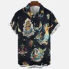 Men's Casual Shirts Mermaid Retro Art 3d Digital Print Pattern Hawaiian Man Street Short Sleeve Top Loose For Men 230130