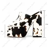 Heelslover Women Platform Mules Sandals Chunky Heels Square Toe Pretty Cow Pattern Zebra Shoes Ladies Plus US Size 5-13