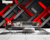 Bakgrundsbilder Anpassade abstrakt Svart och röda 3D -linjer Creative Geometric Wallpaper Living Room TV Wall Bedroom Home Decor KTV Bar Mural