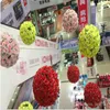 Dekorativa blommor 8/20 cm Bröllop Artificiell ros Silk Flower Ball Kissing Balls Hanging For Christmas Ornament Party Decoration 6 Color