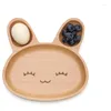 Platten 3 stücke Gesicht Holz Abendessen Teller Gabel Löffel Set Kinder Cartoon Obst Teller Tablett Kind Baby Serviertisch Küche