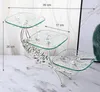 Plates Ladder-shaped Multi-layer Luxury Metal Glass Fruit Dessert Tray Set Kitchen Accessories Party Wedding Decoration