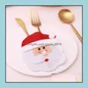 Decorazioni natalizie Set di posate per cartoni animati Stoviglie est Babbo Natale Coltello Forchetta Forniture per feste Decorazione desktop Drop Deliver Dhkmx