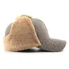 Berets Lamb Wool Baseball Dicer Small Lattice Women Sun Hat Ladies Girl Outdoor Warm Winter Spring Lei Feng