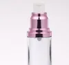 Bouteille cosmétique sans air 15ml 30ml, bouteilles distributrices à pompe rechargeables portables pour Lotion, conteneur de cosmétiques rose