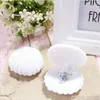 Gift Wrap Cute Candy Color Wedding Elegant Shell Shape Velvet Jewelry Rings Box Pendant Locket Container Case Fashion